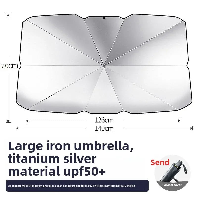 Foldable Car Windshield Sun Shade Umbrella Retractable Heat Insulation UV Protection Portable Car Front Window Sunshade Curtain