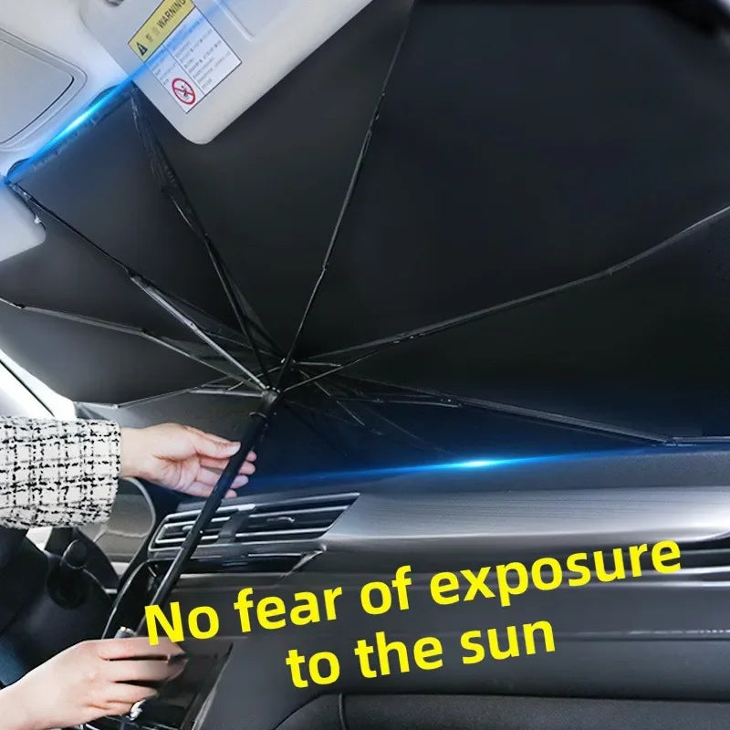 Foldable Car Windshield Sun Shade Umbrella Retractable Heat Insulation UV Protection Portable Car Front Window Sunshade Curtain