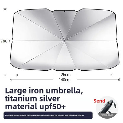 Foldable Car Windshield Sun Shade Umbrella Retractable Heat Insulation UV Protection Portable Car Front Window Sunshade Curtain