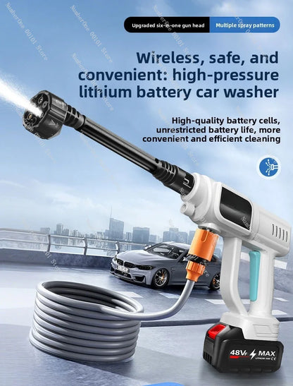 Cordless High Pressure Car Washer, High Power Rechargeable Water Gun for Vehicle Cleaning