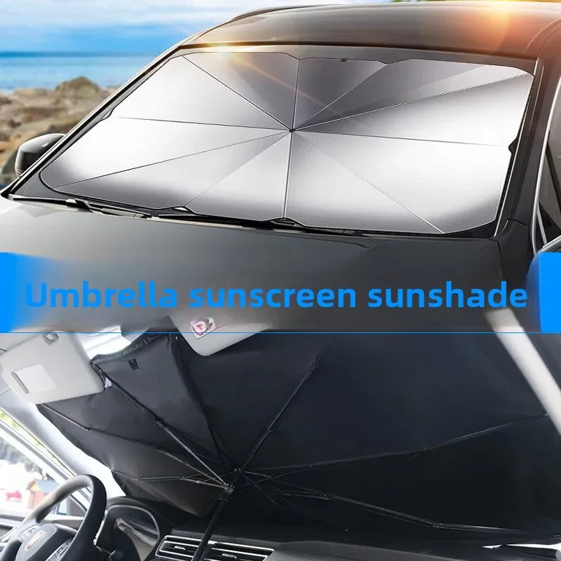 Foldable Car Windshield Sun Shade Umbrella Retractable Heat Insulation UV Protection Portable Car Front Window Sunshade Curtain
