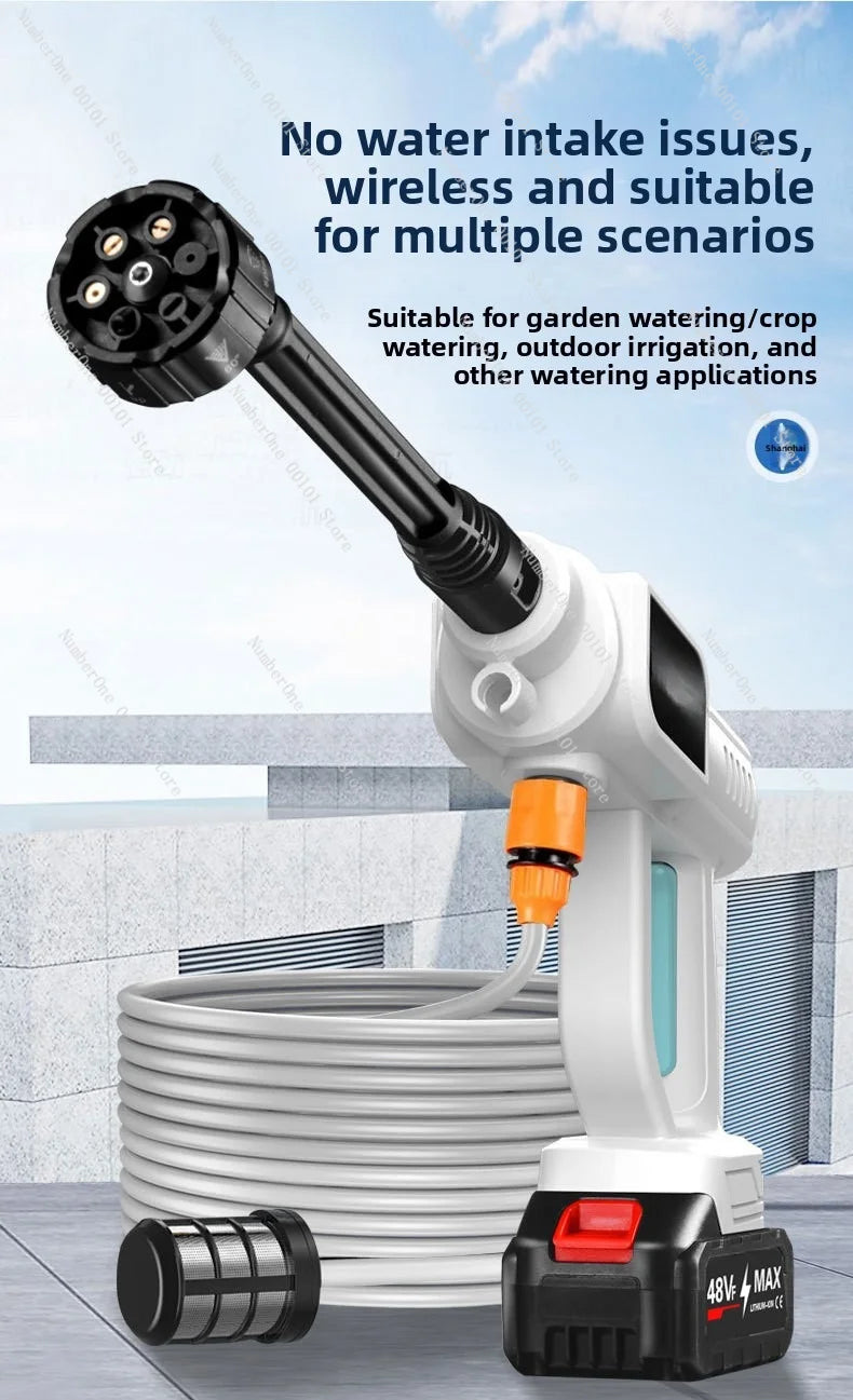 Cordless High Pressure Car Washer, High Power Rechargeable Water Gun for Vehicle Cleaning