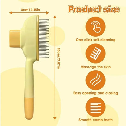 Pet Grooming Slicker Brush Self-Cleaning One-Key Hair Removal Comb for Cats Dogs Massage and Shedding Control
