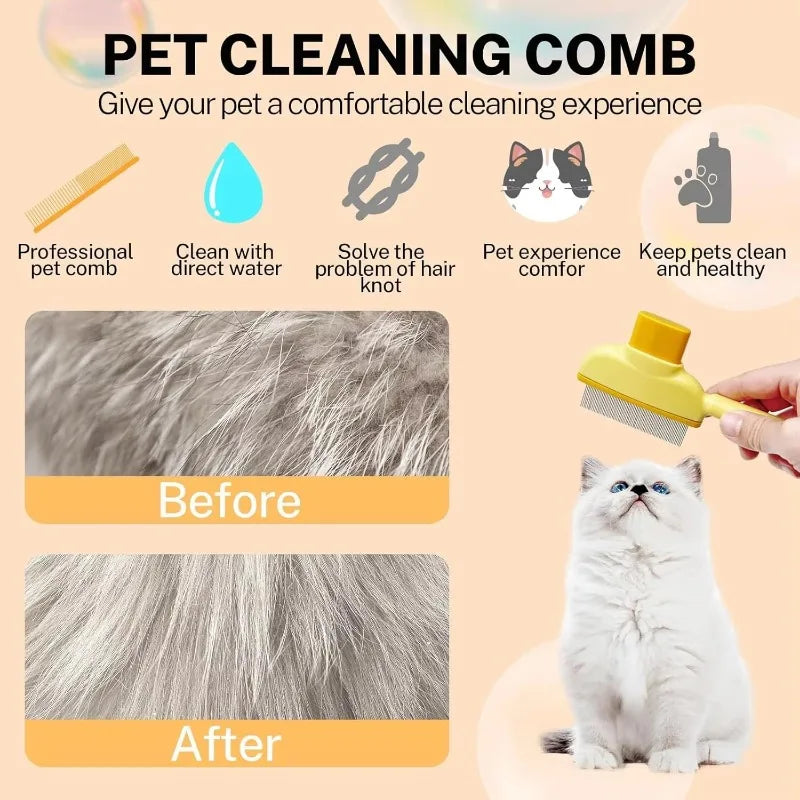 Pet Grooming Slicker Brush Self-Cleaning One-Key Hair Removal Comb for Cats Dogs Massage and Shedding Control